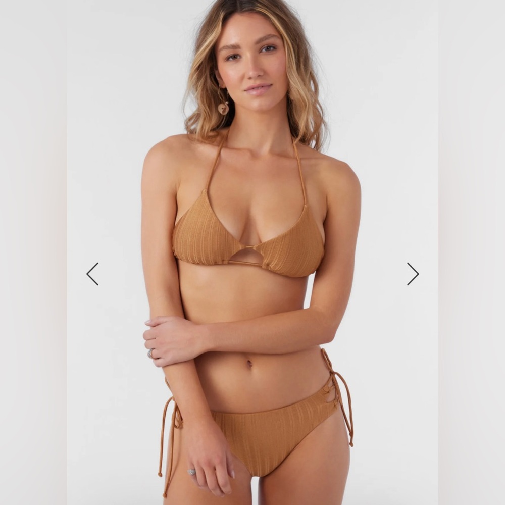 O'Neill Peach Striped Bikini Top